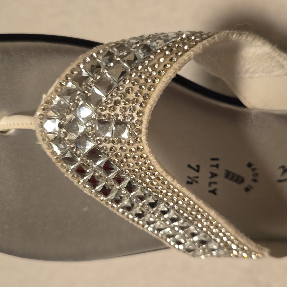 Toscanella White and Rhinestone Sandals - Picture 4 of 11